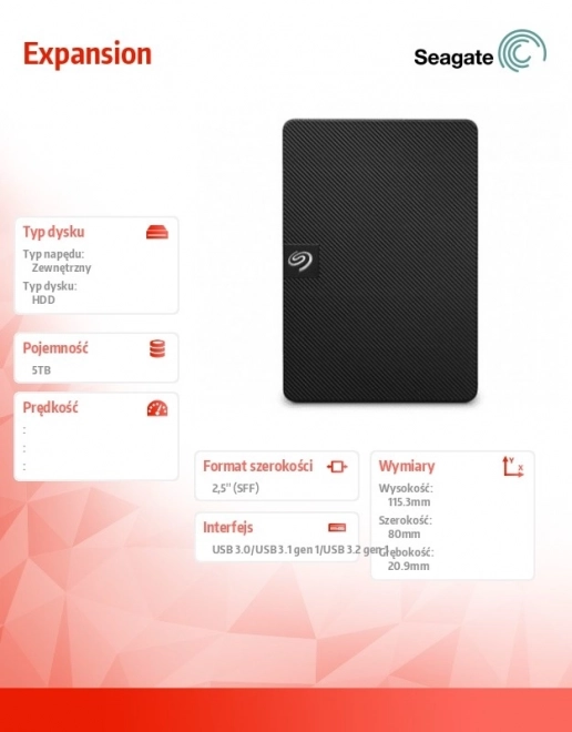 Disc Extern Seagate Expansion 5TB Negru