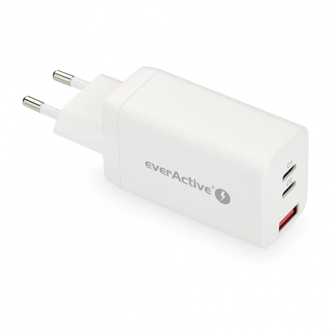 Încărcător rapid alb USB/USB-C QC4+ 65W cu tehnologie GaN