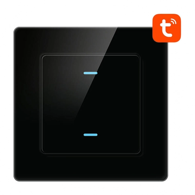 Intrerupător tactil inteligent pentru lumini Wi‑Fi AVATTO, cu 2 butoane, TUYA, negru