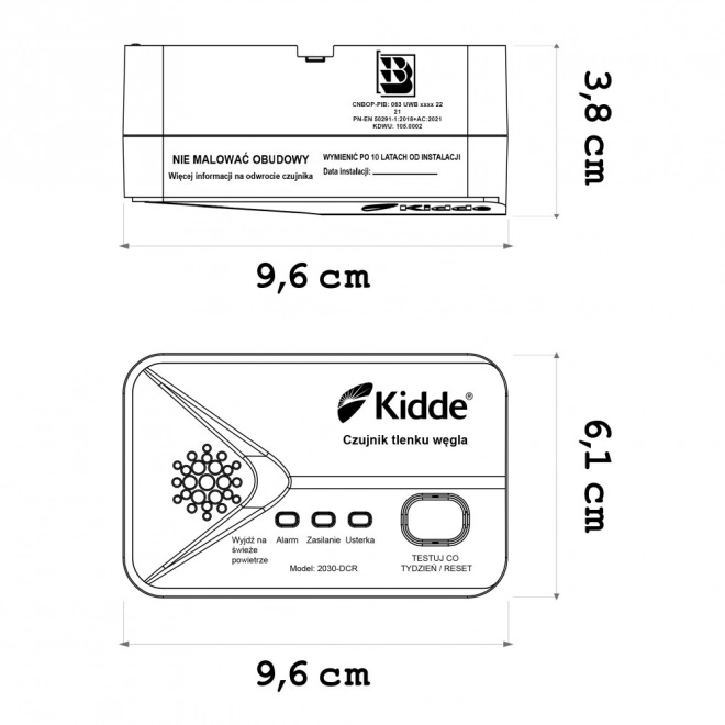 Detector de monoxid de carbon Kidde cu senzor electrochimic