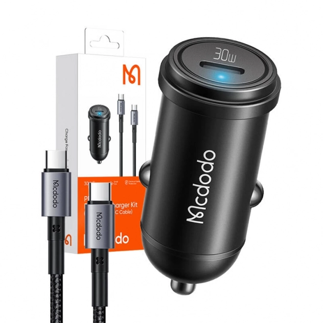 Încărcător auto McDodo cu afișaj digital și cablu USB-C rapid 65W