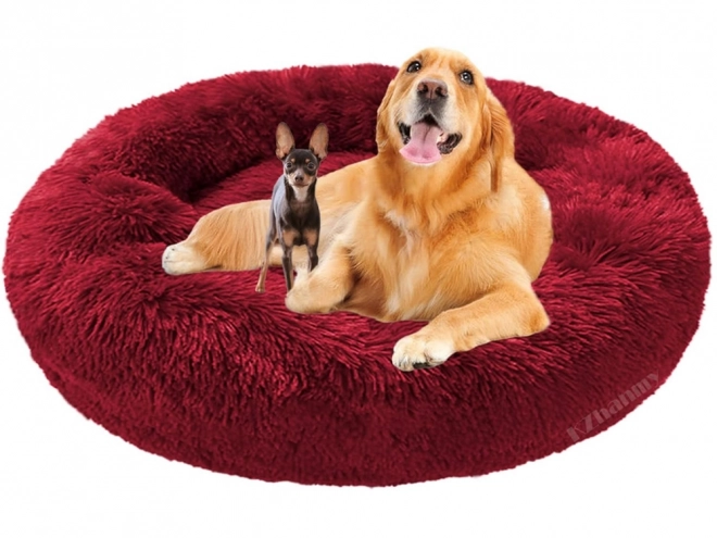 Pisică pufoasă pat moale canapea pernă 80 cm – burgundy