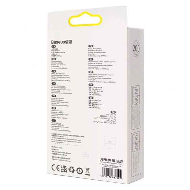 Cablu USB la Lightning Baseus Glimmer 2,4 A 2m negru