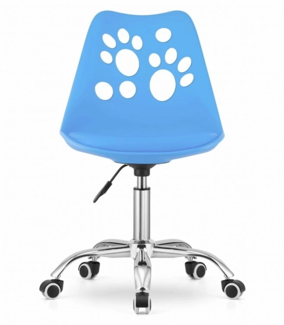 Scaun Rotativ Albastru Eco-piele cu Bază Cromată