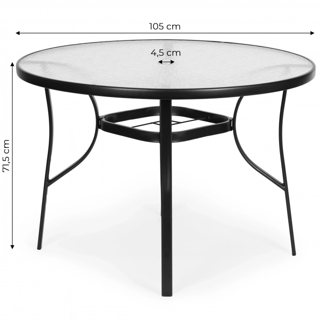 Masă de grădină rotundă 80 cm cu deschidere pentru umbrele