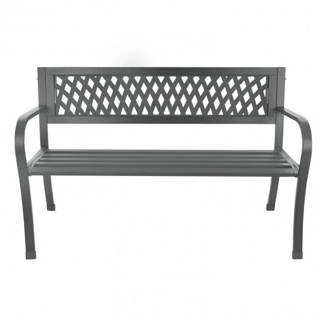 Bancă de grădină cu spătar, bancă de parc pentru terasă și balcon, structură metalică, grafit