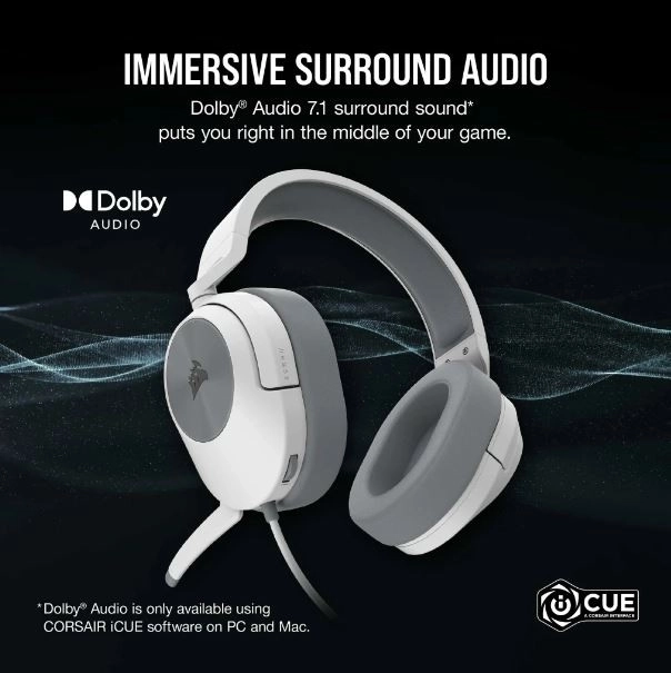 Căști gaming Corsair HS55 Surround albe