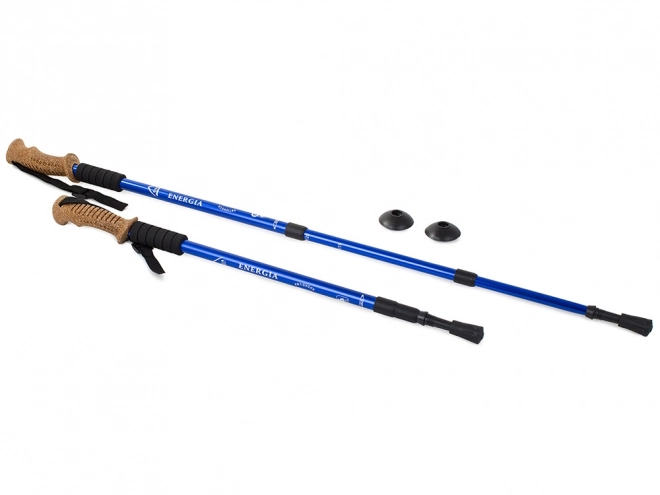 Baston nordic walking cu mâner din plută – Albastre