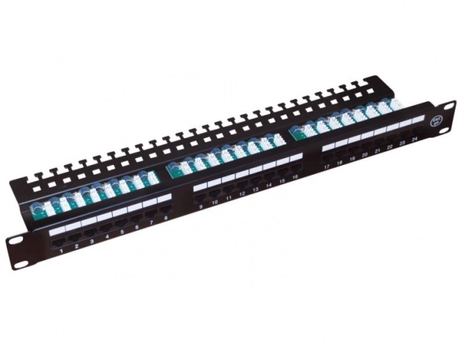 Patch panel UTP Cat 5e, 24 porturi, LSA, 1U cu raft