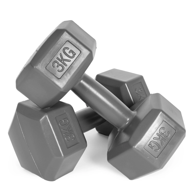 Set gantere hexagonale 2x3 kg, gri