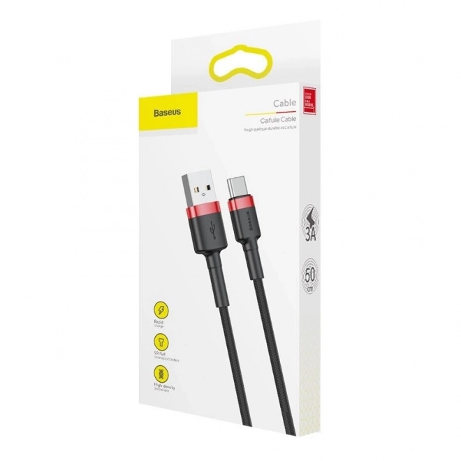 Cablu USB-C 3A Baseus Cafule 1m roșu-negru