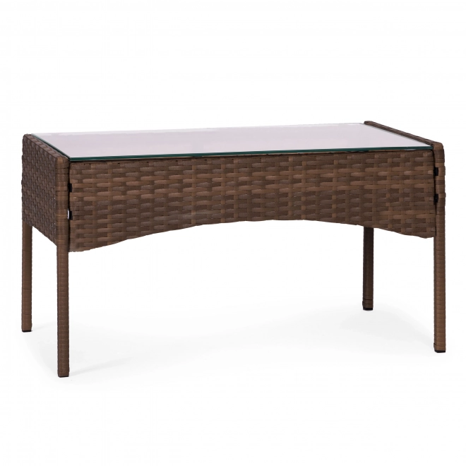 Set mobilier de grădină cu aspect de ratan – bancă, masă, scaune maro MultiGarden