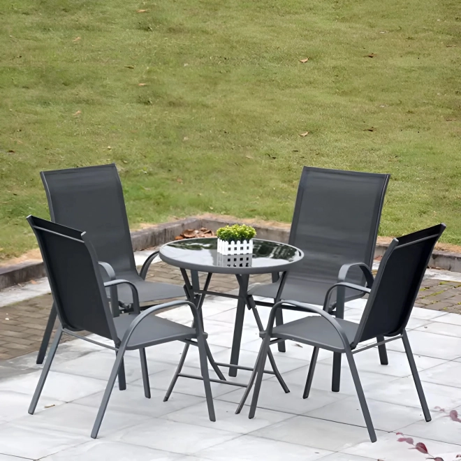 Set de scaune de grădină pentru terasă, balcon, culoare gri