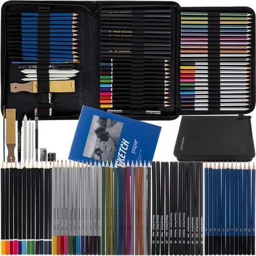 Set pentru schițare și desen în etui, 74 piese MAALEO