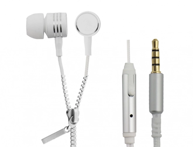 Căști intra-auriculare Zipper cu microfon alb