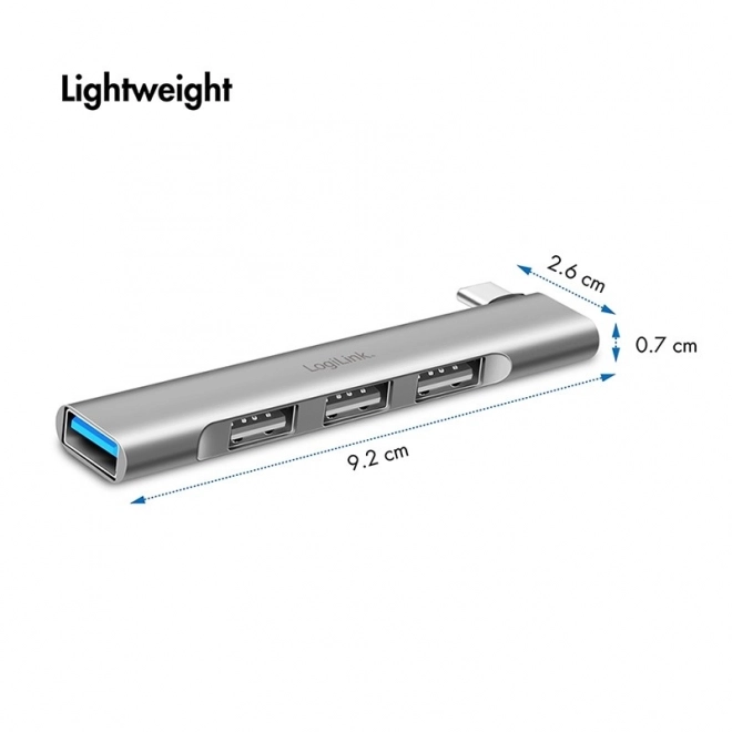 Hub USB-C elegant cu 1x USB-A 3.0 și 3x USB-A 2.0