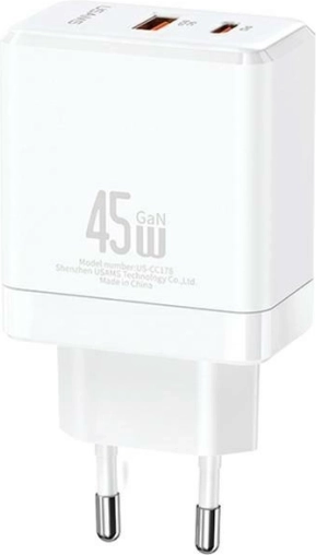 Încărcător de rețea USB-C+USB-A 45W GaN PD 3.0