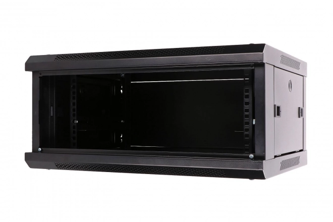 Dulap suspendat rack 4U 600x450 negru cu uși de sticlă