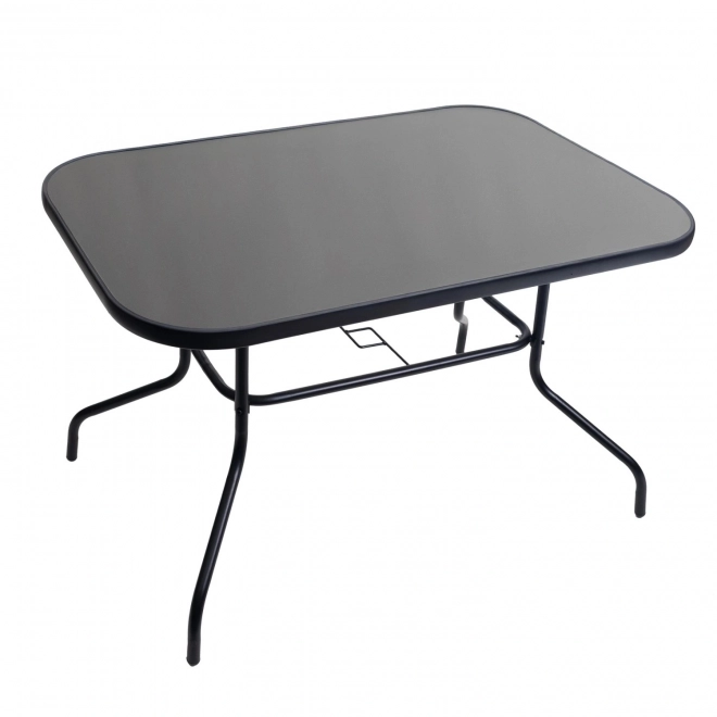 Masă de grădină din sticlă pentru terasă neagră 120x70 cm