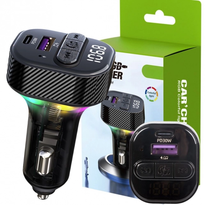 Transmițător auto FM Bluetooth cu USB și LED QC 3.0