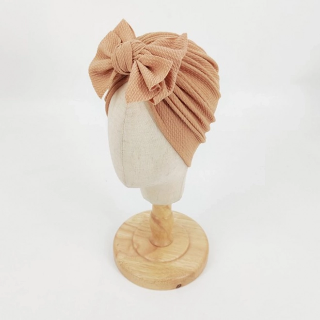 Turban pentru bebeluși cu fundă, pălărie pentru fetițe - maro