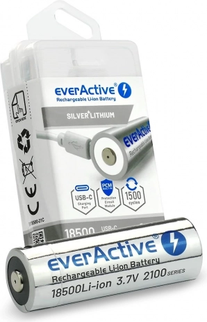 Acumulator reîncărcabil EverActive 18500 Li-ion 3,7V 2100 mAh USB-C