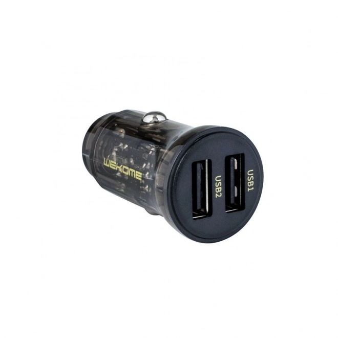 Încărcător auto dublu USB-A 15W negru transparent