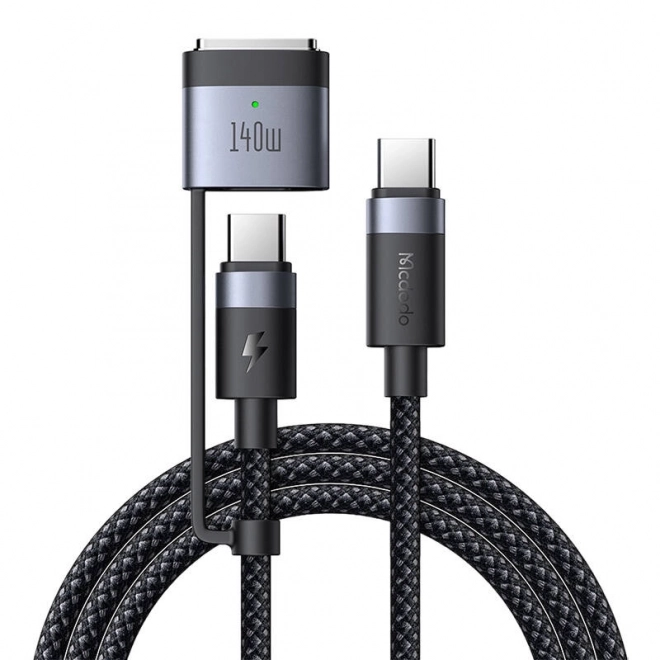 Cablu 2-în-1 USB-C către USB-C + MagSafe 3, Mcdodo, 2m (negru)