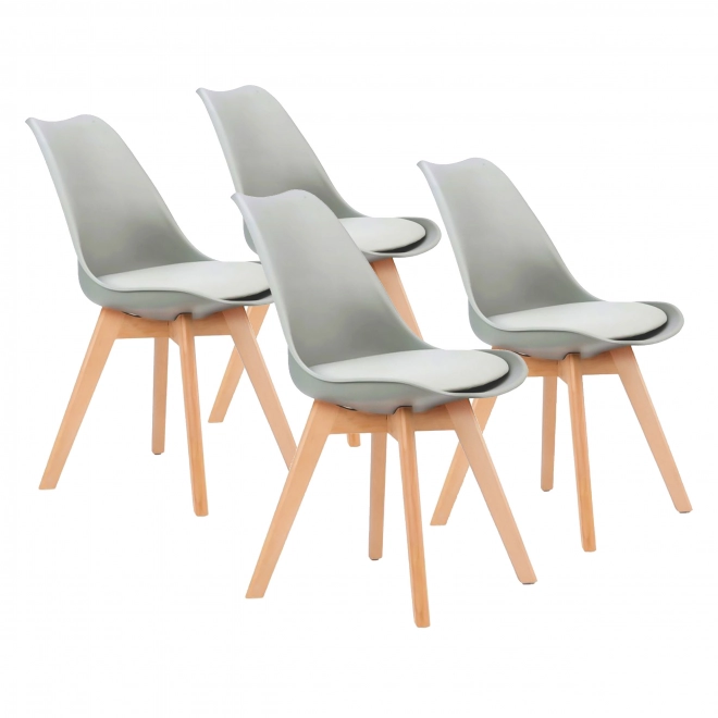 Scaune, set de scaune pentru living și sufragerie cu pernă, gri deschis ModernHome