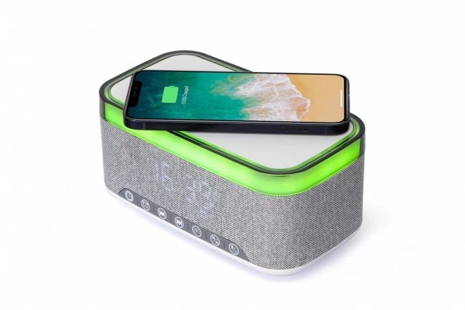 Ceas deșteptător digital cu încărcare wireless și radio DAB/FM RGB alb-gri
