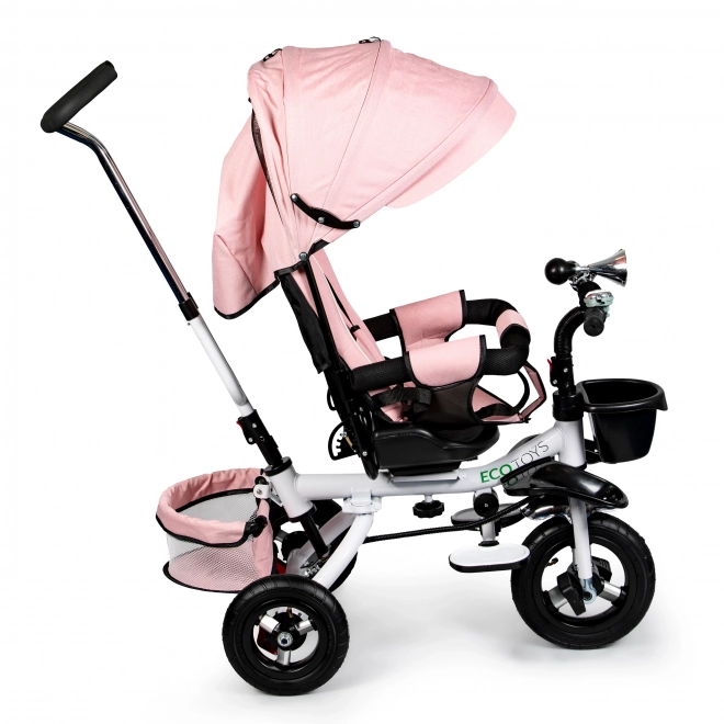 Tricicletă rotativă 360° Pink Delux cu copertină