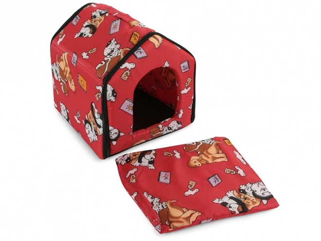 Căsuță textilă cu imprimeu de câine pentru animalele de companie