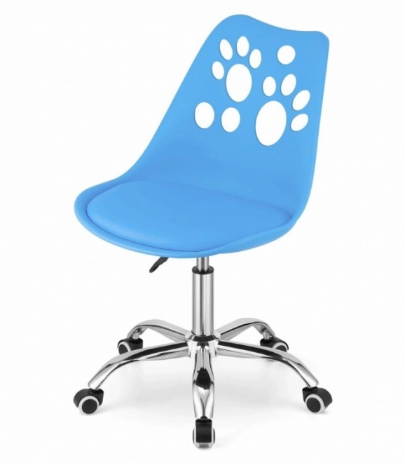 Scaun Rotativ Albastru Eco-piele cu Bază Cromată