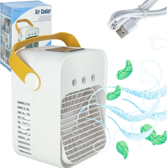 Mini aparat de aer condiționat portabil de birou 3în1 cu apă, LED, USB
