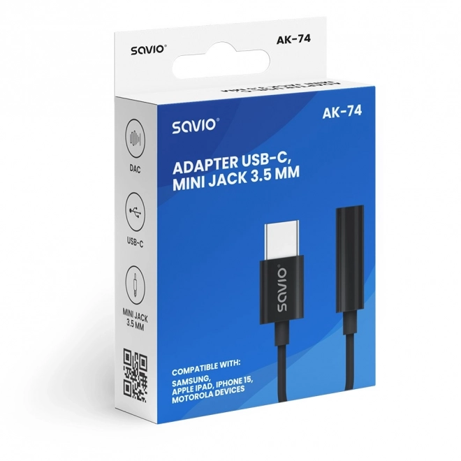 Adaptor audio USB-C la jack 3,5mm colibri savio