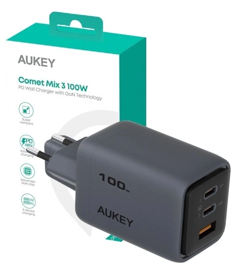 Încărcător Rapid Aukey Comet Mix 3 cu 3 Porturi 100W