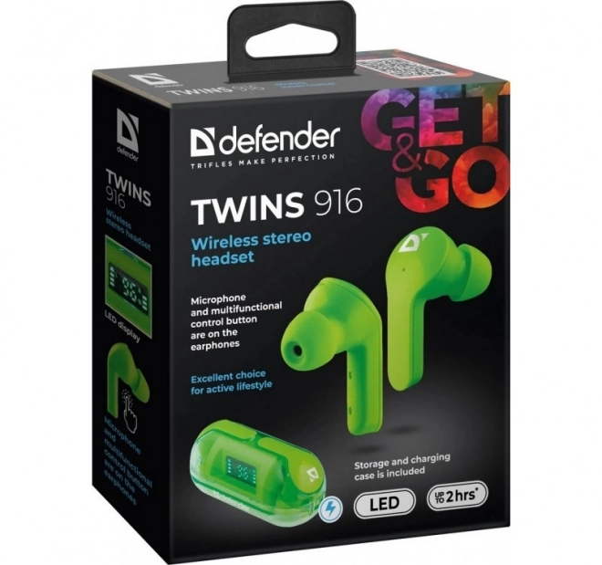 Căști wireless Twins 916 verzi