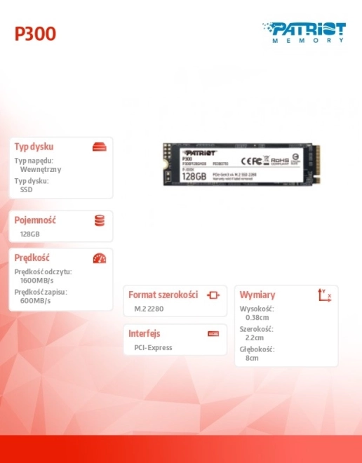 SSD disc P300 128GB M.2 PCIe Gen 3 x4