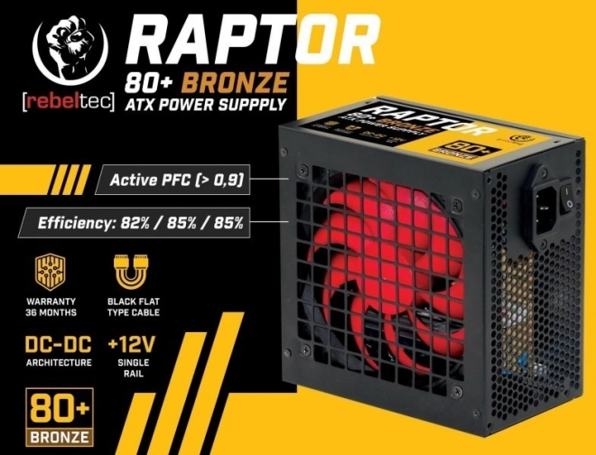 Sursă de alimentare Rebeltec Raptor 600W Bronze 80+