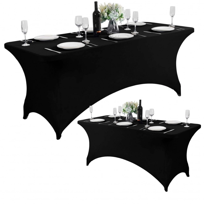 Față de masă elastică neagră pentru mese de catering 180 cm