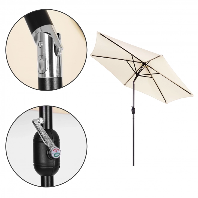 Umbrelă de grădină mare înclinată, cu manivelă, 6 spițe, bej, 270 cm