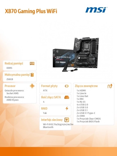 Placa de bază MSI X870 Gaming Plus Wifi