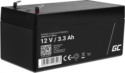 Baterie fără întreținere AGM VRLA Green Cell AGM41 12V 1,3Ah (pentru alarmă, casă de marcat, jucărie)