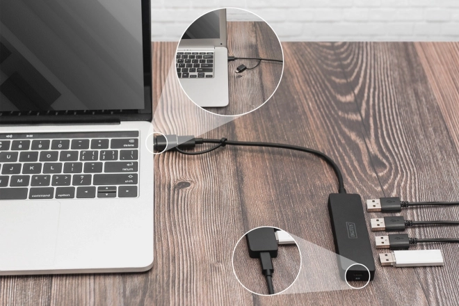 Hub USB 3.0 SlimLine cu 4 porturi DIGITUS
