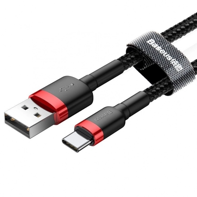 Cablu USB-C 3A Baseus Cafule 1m roșu-negru