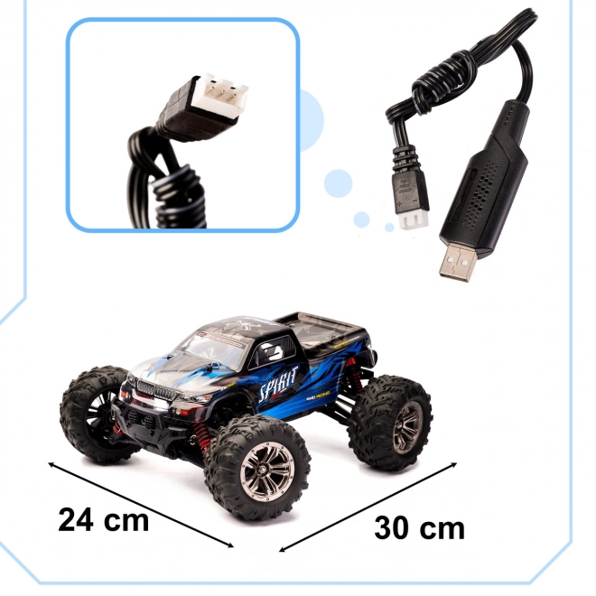 Mașină telecomandată albastră cu motor fără perii