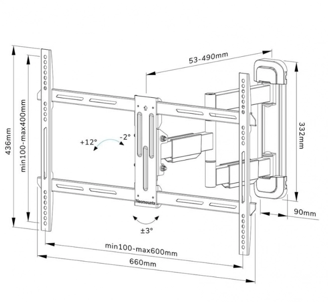 Suport de perete pentru monitor Neomounts Full Motion 40-65 inch
