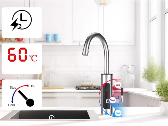 Robinet electric instant pentru bucătărie cu afișaj LCD