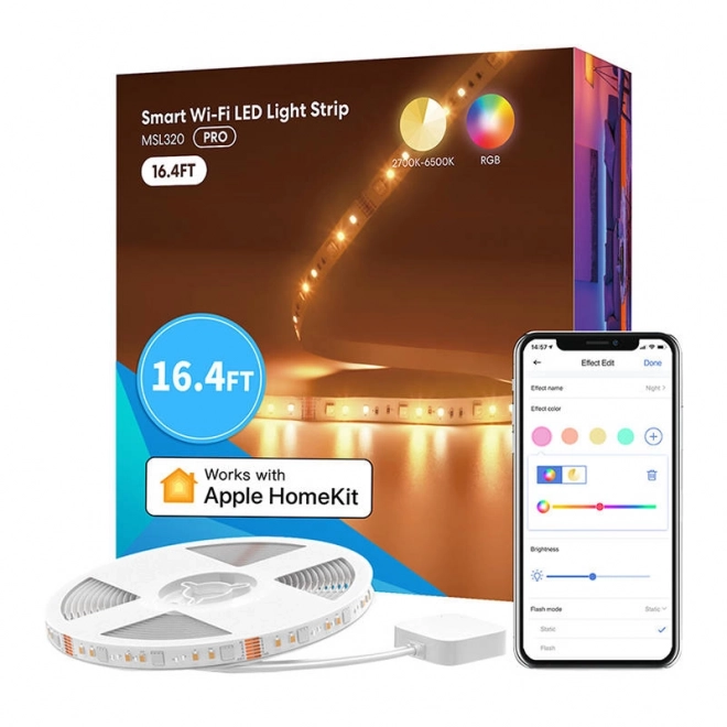Banda LED inteligentă Wi-Fi RGBWW Meross pentru HomeKit