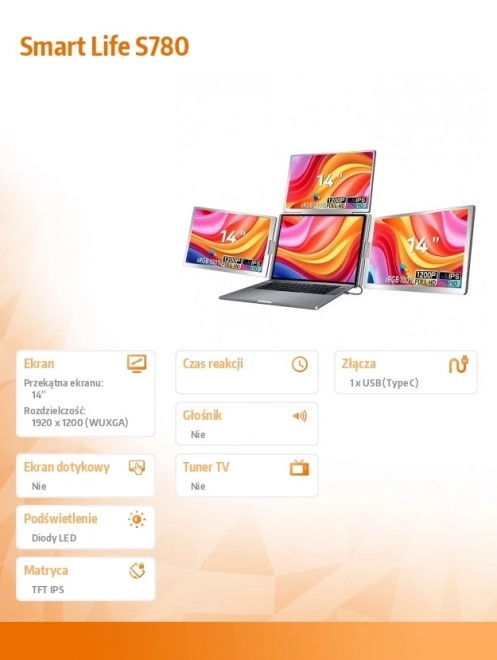 Monitor portabil Smart Life 14 inci IPS